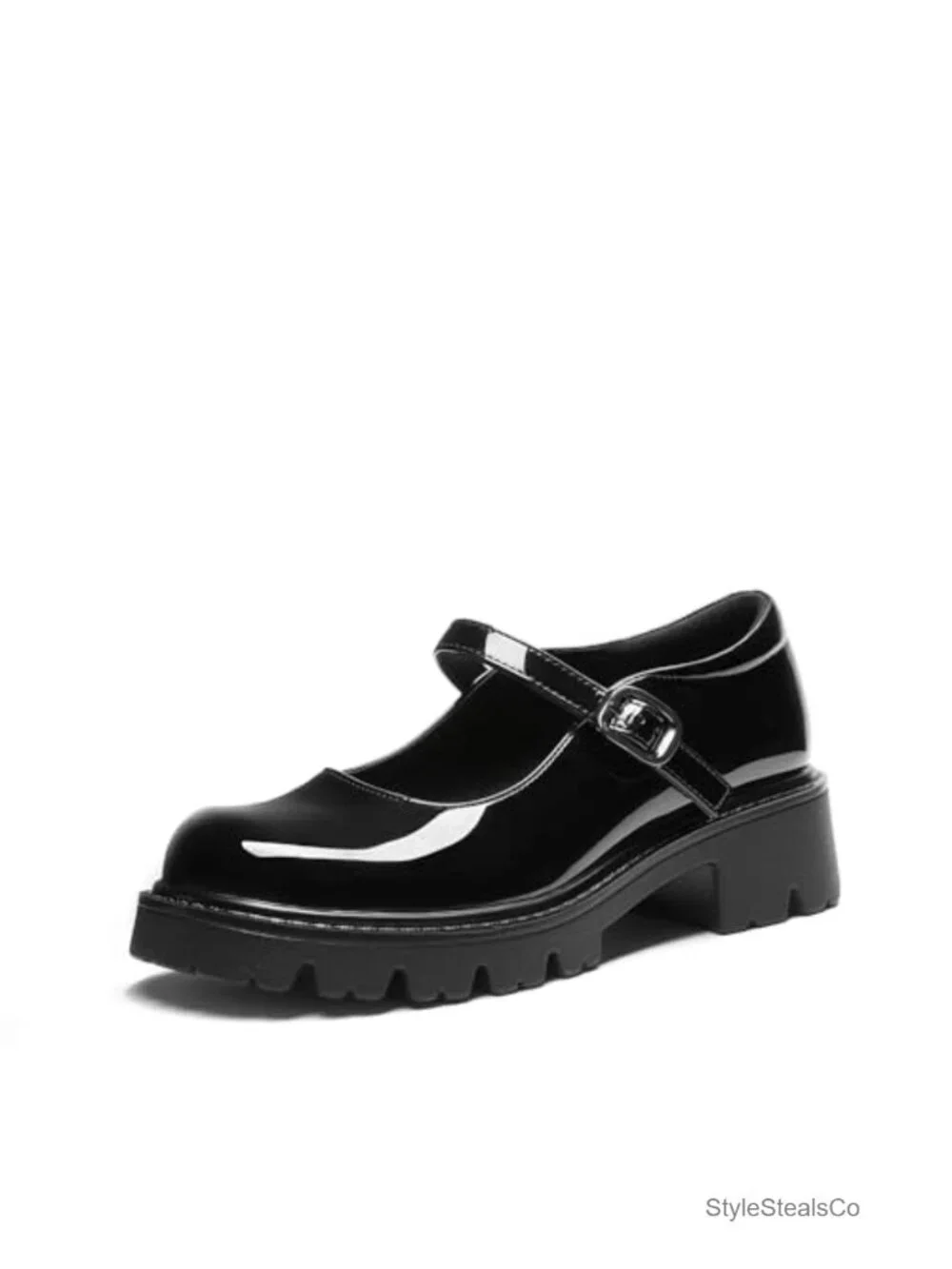 Mary Jane Platform Pumps for Women, Faux Leather Block Heel, Lightweight Chunky